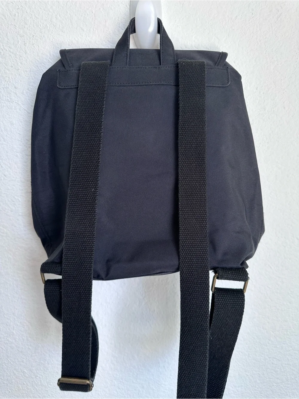 Ralph Lauren Black Vintage Backpack Gold Embroidered Crest Logo